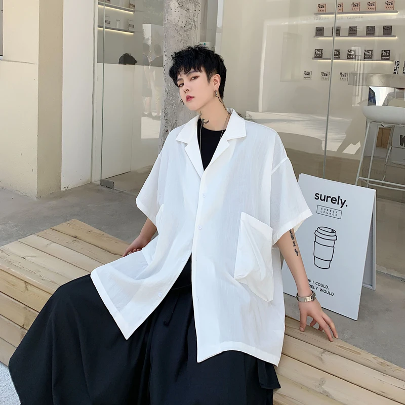 MIXCUBIC 2019 summer College style solid color unique Big pocket design shirts men casual loose shirts S-XL
MIXCUBIC 2019 summer College style solid color unique Big pocket design shirts men casual loose shirts S-XL