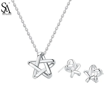 SA SILVERAGE Real 925 Sterling Silver Jewelry Sets Star Stud Earrings & Pendant Necklaces Silver Pendant Necklaces Chokers
SA SILVERAGE Real 925 Sterling Silver Jewelry Sets Star Stud Earrings & Pendant Necklaces Silver Pendant Necklaces Chokers