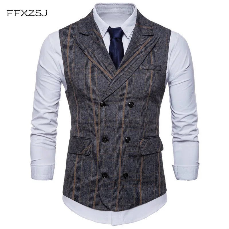 FFXZSJ Brand Striped Men Doouble Breasted Wedding Suit Vests Fit Men Sleeveless Business Vests No Shirts Dress Vests Autumn
FFXZSJ Brand Striped Men Doouble Breasted Wedding Suit Vests Fit Men Sleeveless Business Vests No Shirts Dress Vests Autumn