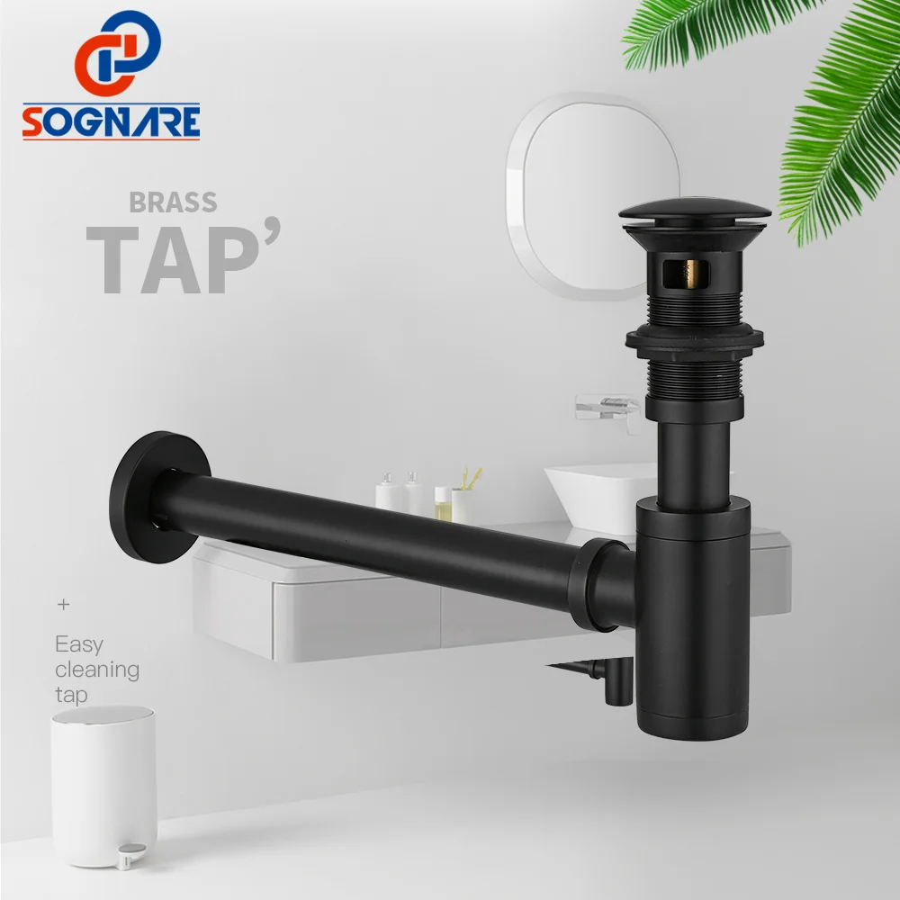 SOGNARE Black Matte Round Siphon 100% Brass P-TRAP Wall Bathroom Vanity Basin Pipe Waste and Pop Up Drain With/Without Overflow
SOGNARE Black Matte Round Siphon 100% Brass P-TRAP Wall Bathroom Vanity Basin Pipe Waste and Pop Up Drain With/Without Overflow