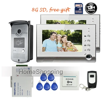 Free Shipping 7" Color TFT LCD Video Door Phone Intercom Recording System 2 Screen + Outdoor RFID Access Doorbell Camera + 8G SD
Free Shipping 7" Color TFT LCD Video Door Phone Intercom Recording System 2 Screen + Outdoor RFID Access Doorbell Camera + 8G SD