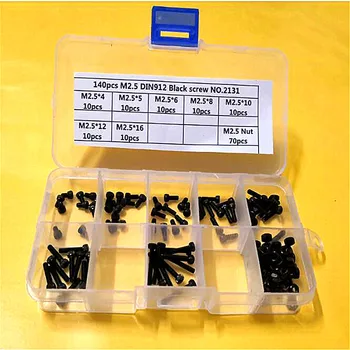 140PCS M1.6 M2 M2.5 M3 DIN912 steel with black hex socket cap head screw with nut kit
140PCS M1.6 M2 M2.5 M3 DIN912 steel with black hex socket cap head screw with nut kit