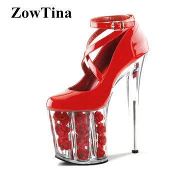 

Women Platform Pumps Patent Leather Party Prom Ladies Shoes 20cm High Heels Stilettos Gladiator Ankle Strap Zapatillas Mujer