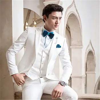 High Quality Terno Slim Fit Handsome Formal Blazer 3Pieces White Wedding Suits For Men Custome Homme Tuxedos Jacket+Pant+Vest
High Quality Terno Slim Fit Handsome Formal Blazer 3Pieces White Wedding Suits For Men Custome Homme Tuxedos Jacket+Pant+Vest