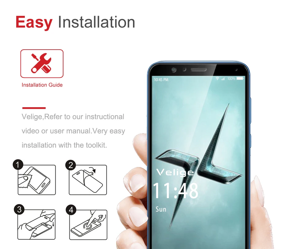 Velige 2.5D Full Cover Tempered Glass for Huawei Honor 7X Honor7X 7 X Screen Protector Ultra Thin Safety Glass Film (2)