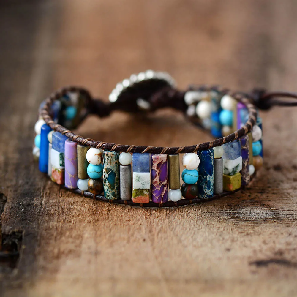 Women Boho Bracelet Tube Shape Natural Stone Single Leather Wrap Bracelet Semi Precious Stone Beaded Cuff Bracelet Dropship
Women Boho Bracelet Tube Shape Natural Stone Single Leather Wrap Bracelet Semi Precious Stone Beaded Cuff Bracelet Dropship