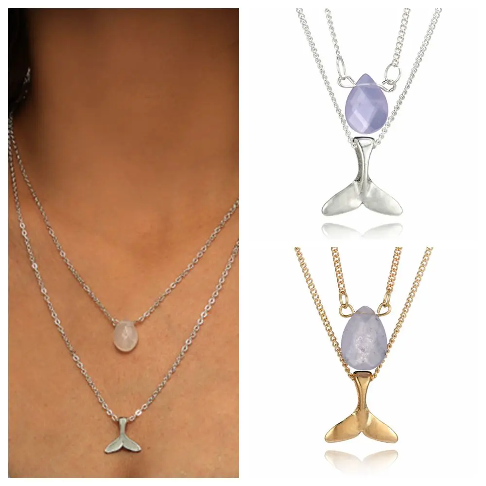 1PC Double Layer Mermaid Tail Necklace Gold&Silver Moonstone Pendant Necklaces Tone Fashion Jewelry Collar Choker brincos
1PC Double Layer Mermaid Tail Necklace Gold&Silver Moonstone Pendant Necklaces Tone Fashion Jewelry Collar Choker brincos