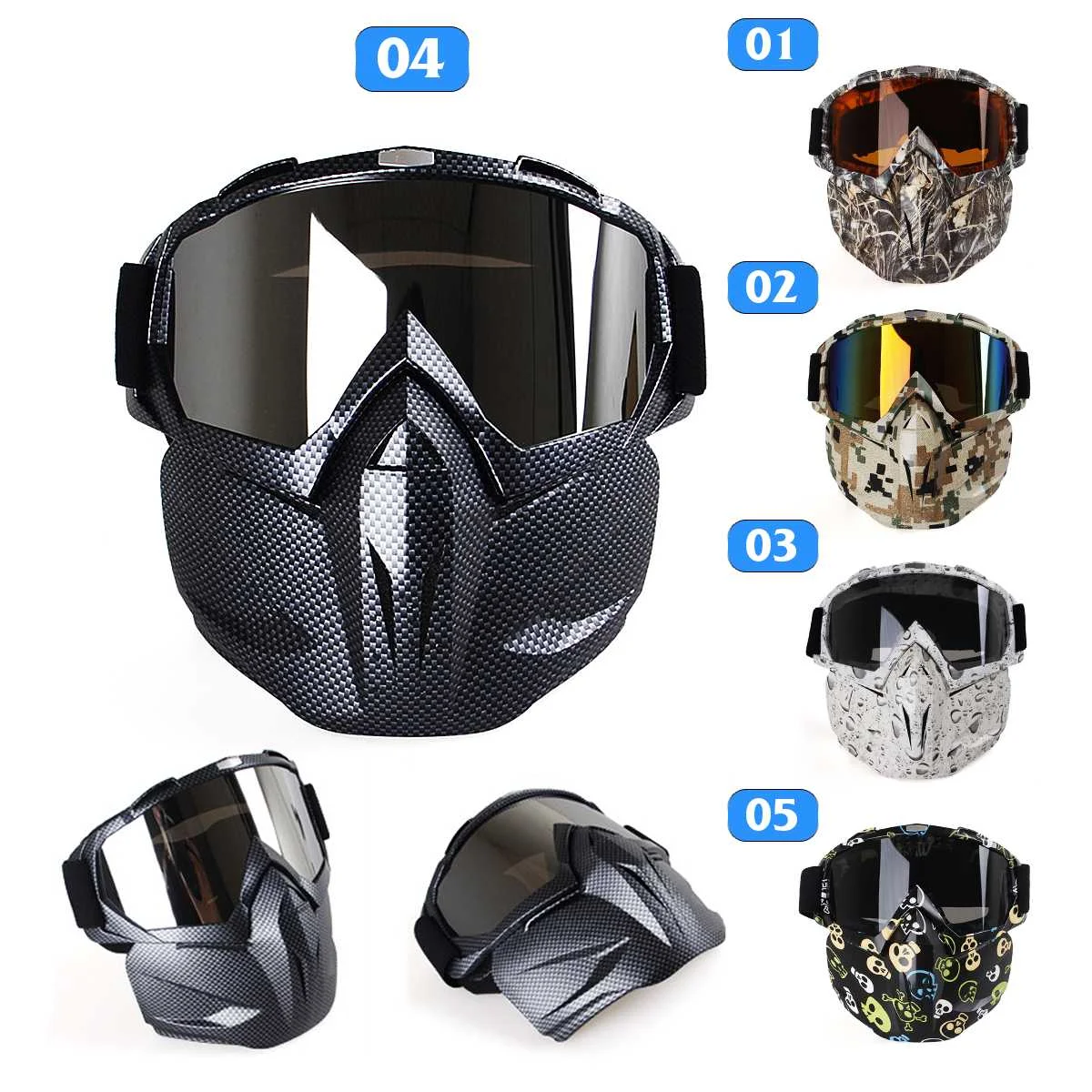 

5 Type Full Face Mask Hunting CS War Game Field Tactical Airsoft Paintball PC Lens Protective Mask Helmet H022