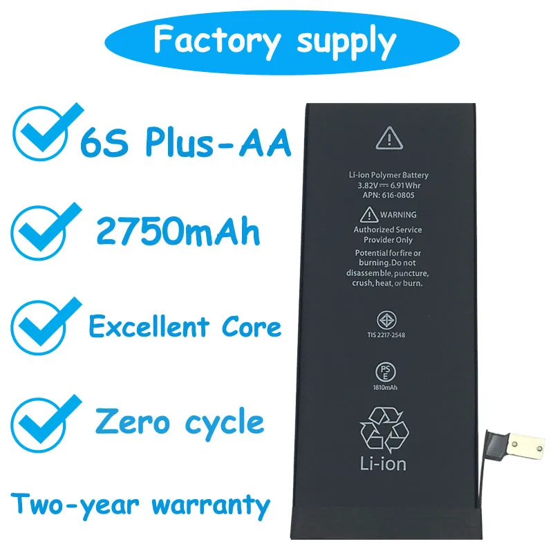 DaDaxiong original 50pcs/lot Superior Quality AA zero cycle Battery for iPhone 6S Plus 5.5"2750mAh 3.82V replacement battery
DaDaxiong original 50pcs/lot Superior Quality AA zero cycle Battery for iPhone 6S Plus 5.5"2750mAh 3.82V replacement battery