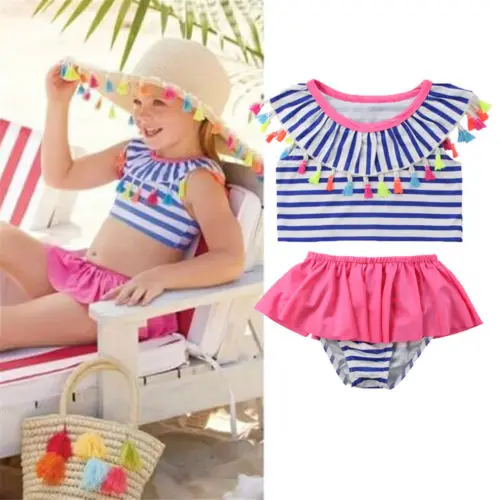 Top Selling Kids Baby Girls Tassel Bikini Set Striped Swimwear Ruffles Swimsuit High Waist Bathing Suit Tutu Toddler Beachwear
Top Selling Kids Baby Girls Tassel Bikini Set Striped Swimwear Ruffles Swimsuit High Waist Bathing Suit Tutu Toddler Beachwear