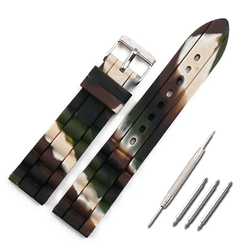 Camouflage silicone strap buckle buckle watch accessories outdoor sports waterproof rubber strap bracelet men watch band
Camouflage silicone strap buckle buckle watch accessories outdoor sports waterproof rubber strap bracelet men watch band