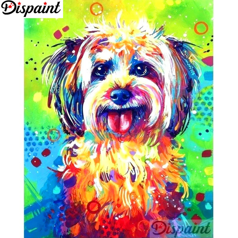 Dispaint полный квадратный/круглый дрель 5D DIY Алмазная картина "Цветная собака