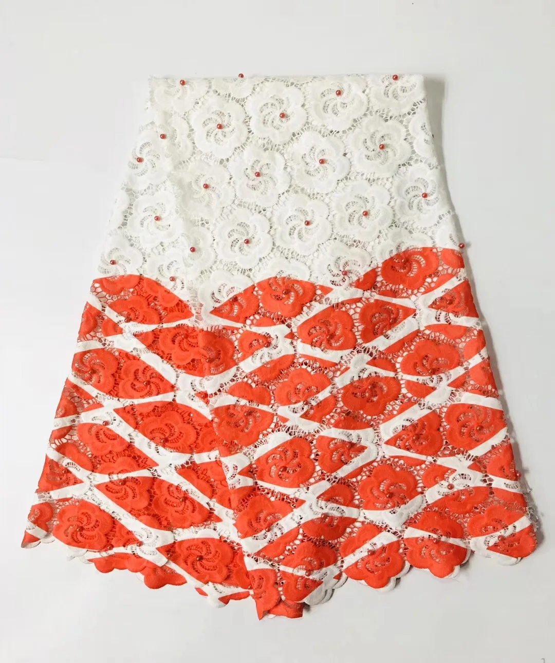 Orange african lace fabric high quality guipure lace embroidery bridal beaded trim for Nigerian dress R20892
Orange african lace fabric high quality guipure lace embroidery bridal beaded trim for Nigerian dress R20892