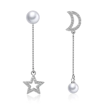 Hight Quality New Fashion Star Moon Shiny Zircon Pearl 925 Sterling Silver Stud Earrings for Women Jewelry Gift Wholesale
Hight Quality New Fashion Star Moon Shiny Zircon Pearl 925 Sterling Silver Stud Earrings for Women Jewelry Gift Wholesale