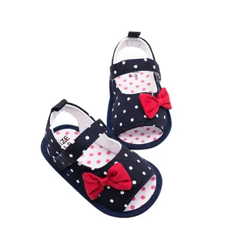 Summer Baby Girls Sandals Baby Shoes Newborn Female Infant Wave Dot Canvas Sandals Size 1-3 2019