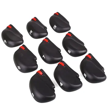 

Club 9Pcs Golf Putter Head Cover Protector Fashion Accessories Silicone Rope Clubs Case Zippers Black