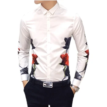 High quality men flower shirt autumn new Fashion casual Shirt men White black shirts
High quality men flower shirt autumn new Fashion casual Shirt men White black shirts