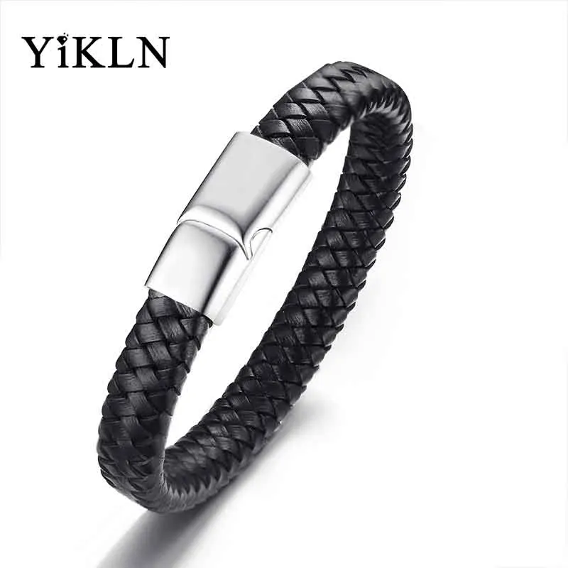 YiKLN Brand New 316L Stainless Steel Magnetic Buckle Black Leather Bracelets & Bangles Men's Personality Bracelet Jewelry JBL308
YiKLN Brand New 316L Stainless Steel Magnetic Buckle Black Leather Bracelets & Bangles Men's Personality Bracelet Jewelry JBL308