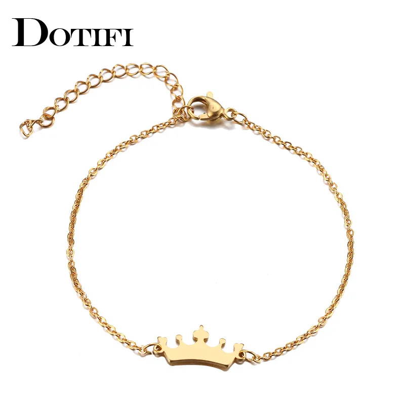 DOTIFI Stainless Steel Bracelet For Women Man Cartoon Crowm Gold And Silver Color Pulseira Feminina Lover's Engagement Jewelry
DOTIFI Stainless Steel Bracelet For Women Man Cartoon Crowm Gold And Silver Color Pulseira Feminina Lover's Engagement Jewelry