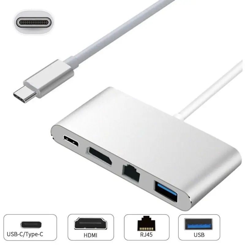 4-in-1 USB C USB-C Adapter with Type C Power Delivery Hub 4K Video HDMI USB 3.0 Cable for Sumsang MacBook Pro Huawei Chromebook
4-in-1 USB C USB-C Adapter with Type C Power Delivery Hub 4K Video HDMI USB 3.0 Cable for Sumsang MacBook Pro Huawei Chromebook