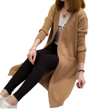 2017 Autumn Winter Loose Cardigan Long Women Jackets Female Knitwear Casual Loose Solid Elegant Pocket Design Sweater YP0401
2017 Autumn Winter Loose Cardigan Long Women Jackets Female Knitwear Casual Loose Solid Elegant Pocket Design Sweater YP0401