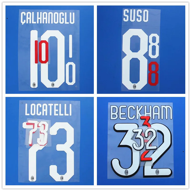 

New AC milan 1819 SUSO HIGUAIN CALHANOGLU CALDARA CUTRONE ROMAGNOLI KESSIE LOCATELLI retro font print number patches badges