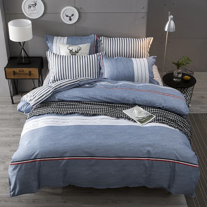 Bedding set 5 Size Plaid stripe bed linen 4pcs/set duvet cover set Simple Style bed sheet AB side duvet cover Pillowcases 2019
Bedding set 5 Size Plaid stripe bed linen 4pcs/set duvet cover set Simple Style bed sheet AB side duvet cover Pillowcases 2019