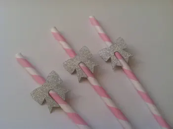 Pink Paper Straw with Silver bow Wedding bridal shower Bachelorette party Decoration Drinks tea party straw 
Pink Paper Straw with Silver bow Wedding bridal shower Bachelorette party Decoration Drinks tea party straw