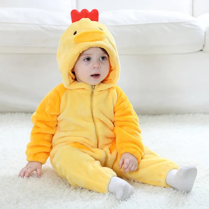 2018 популярный детский комбинезон для малышей с желтой курицей унисекс на весну и