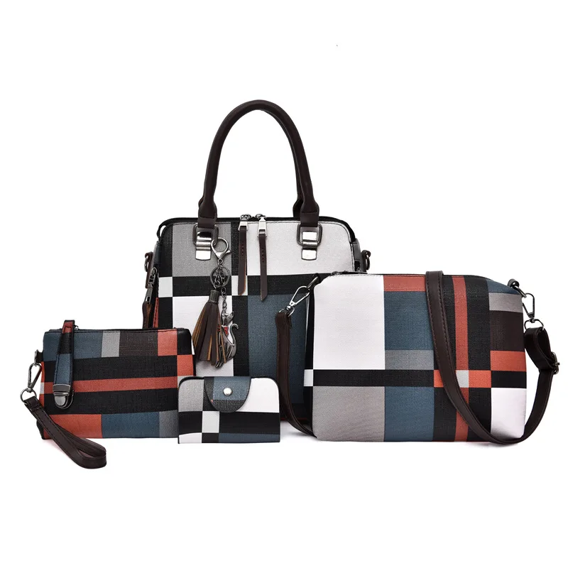 JIULINBoutique women's bag fashion four-piece mother package fashion plaid single-shoulder handbag large capacity bag 
JIULINBoutique women's bag fashion four-piece mother package fashion plaid single-shoulder handbag large capacity bag