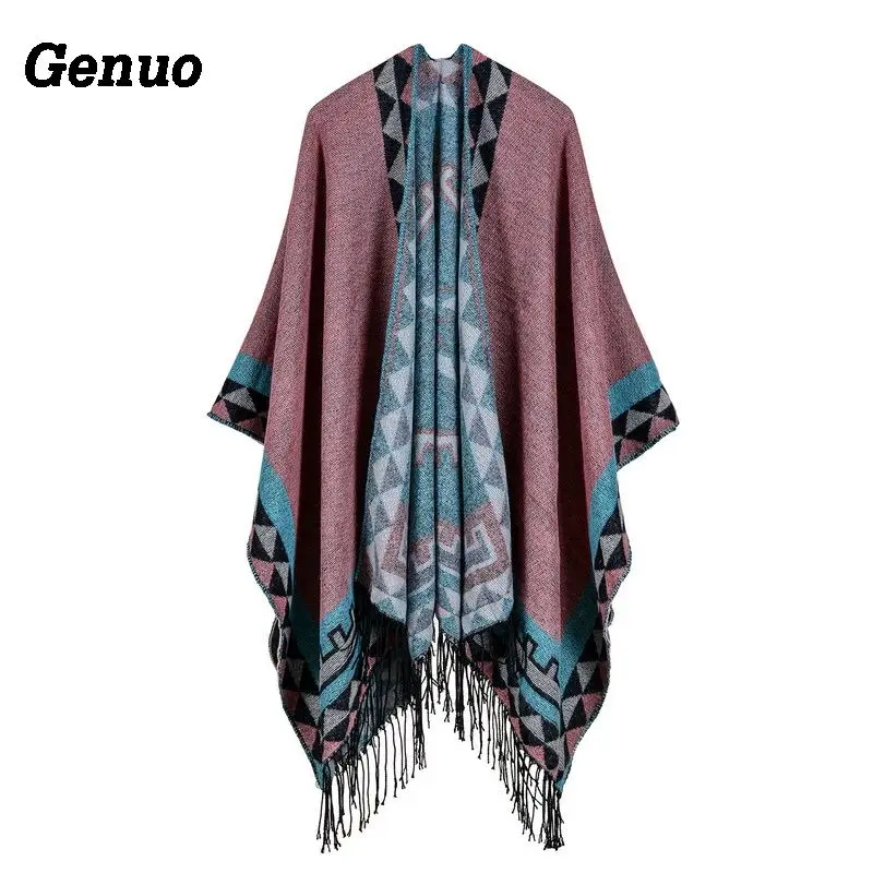 Genuo Oversized Sweater Cardigan Elegant Women Cashmere Shawl Geometric Tassel Knitted Cardigan Cape Poncho Shawl Women Lady Top
Genuo Oversized Sweater Cardigan Elegant Women Cashmere Shawl Geometric Tassel Knitted Cardigan Cape Poncho Shawl Women Lady Top