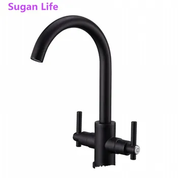 Sugan Life New double-handle/double-open/kitchen hot and cold water faucet painted black sink faucet
Sugan Life New double-handle/double-open/kitchen hot and cold water faucet painted black sink faucet