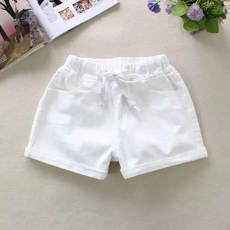 womens white shorts elastic waist