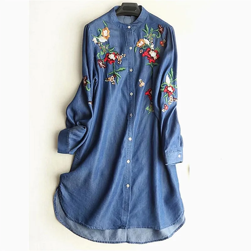 Spring Autumn Dress Women Fashion Jeans Embroidered Flower Lined Long Sleeve Dresses New Casual Denim Dress Dress
Spring Autumn Dress Women Fashion Jeans Embroidered Flower Lined Long Sleeve Dresses New Casual Denim Dress Dress
