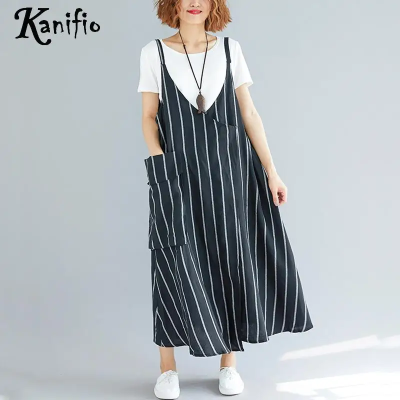 Kanifio Brand Women Loose Style Striped Dress without Shirt Lady Casual Sleeveless Dresses Female Long Sundress Tunic Vestidio
Kanifio Brand Women Loose Style Striped Dress without Shirt Lady Casual Sleeveless Dresses Female Long Sundress Tunic Vestidio