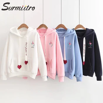 Surmiitro Flamingo Embroidery Warm Hoodies Women 2019 Autumn Winter Korean Ladies Long Sleeve Hooded Sweatshirt Female Pullover
Surmiitro Flamingo Embroidery Warm Hoodies Women 2019 Autumn Winter Korean Ladies Long Sleeve Hooded Sweatshirt Female Pullover