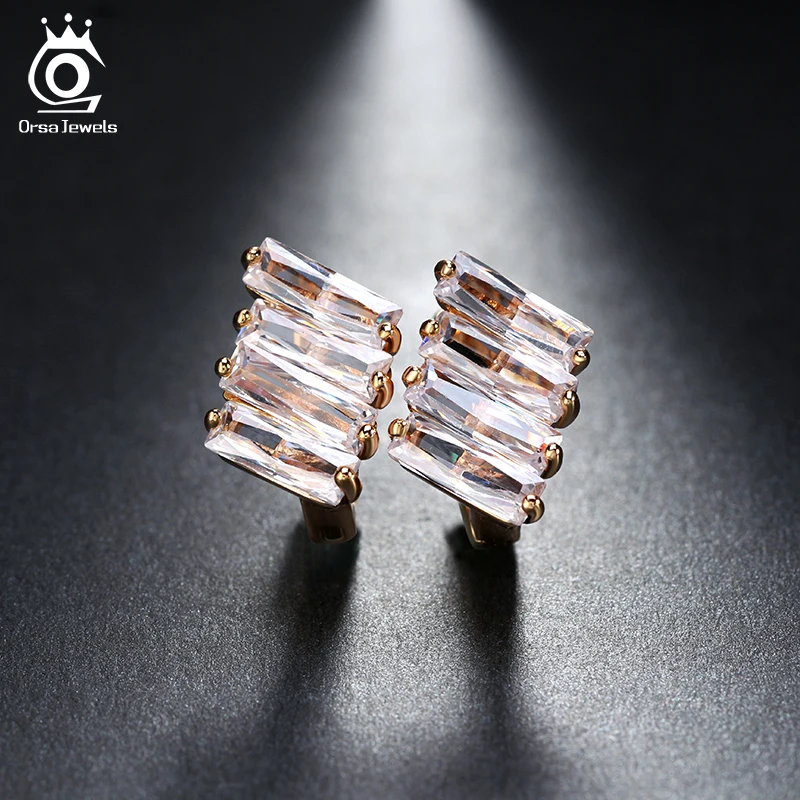 Image ORSA JEWELS 2017 Unique Design Cute Ear Stud Earrings with Shiny Austrian Crystal Zircon Ear Fashion Jewelry Best Gift OME32