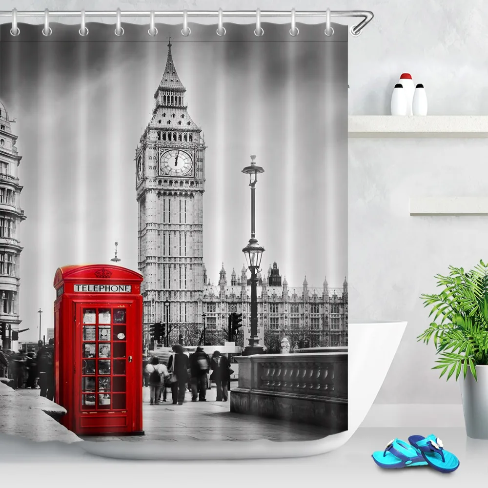 Retro London Telephone Booth Bathroom Shower Curtain Big Ben Red Scenery Waterproof Polyester Fabric for Art Bathtub Home Decor
Retro London Telephone Booth Bathroom Shower Curtain Big Ben Red Scenery Waterproof Polyester Fabric for Art Bathtub Home Decor