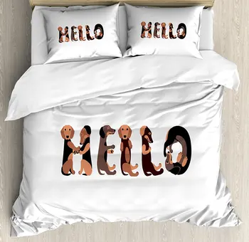 Dachshund Duvet Cover Set Dachshund Puppies Spelling the Word Hello Lovely Animal Font Design Decorative 4 Piece Bedding Set
Dachshund Duvet Cover Set Dachshund Puppies Spelling the Word Hello Lovely Animal Font Design Decorative 4 Piece Bedding Set