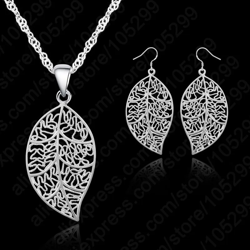 Classic Jewelry 925 Sterling Silver Jewelry Sets leaves Earring Hook And Leaf Pendant Necklaces+18" Singapore Chain
Classic Jewelry 925 Sterling Silver Jewelry Sets leaves Earring Hook And Leaf Pendant Necklaces+18" Singapore Chain