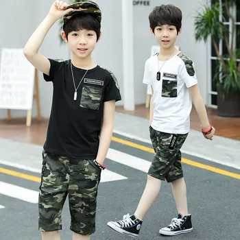 Children Summer Camouflage Shorts Sport Suit for Boys Two-piece Set Black White T Shirt 5-16 Years Kids Teens Boy Clothing Sets
Children Summer Camouflage Shorts Sport Suit for Boys Two-piece Set Black White T Shirt 5-16 Years Kids Teens Boy Clothing Sets