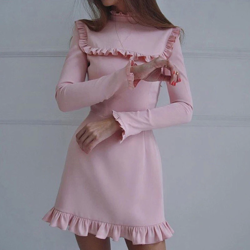 2018 Autumn New Women's Solid Ruffles Dress Casual Ruffles-Neck A-Line Full Butterfly Sleeve Dresses Back Bodycon Party Vestidos
2018 Autumn New Women's Solid Ruffles Dress Casual Ruffles-Neck A-Line Full Butterfly Sleeve Dresses Back Bodycon Party Vestidos