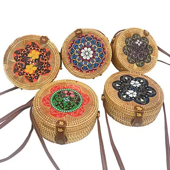 Flower Printed Round Straw Crossbody Bag Women's Bohemian Rattan Bag Hand-woven Shoulder Bag Simple Retro
Flower Printed Round Straw Crossbody Bag Women's Bohemian Rattan Bag Hand-woven Shoulder Bag Simple Retro