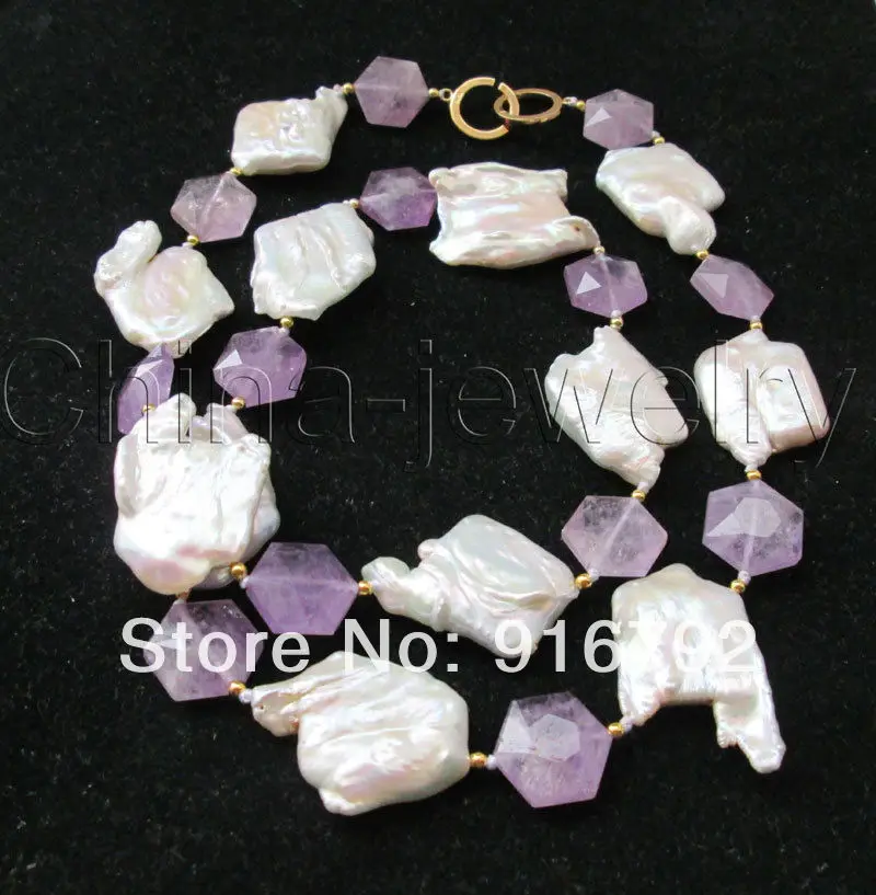free shipping >>>>>30"white Reborn Keshi baroque freshwater pearl necklace + amethyst necklace
free shipping >>>>>30"white Reborn Keshi baroque freshwater pearl necklace + amethyst necklace