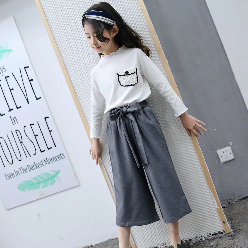 Teenager Girls Clothing Set Children Outfit 2 Pcs white T Shirt & wide leg pants 2019 Spring Kid Clothing 4 6 8 10 11 12 Year
Teenager Girls Clothing Set Children Outfit 2 Pcs white T Shirt & wide leg pants 2019 Spring Kid Clothing 4 6 8 10 11 12 Year