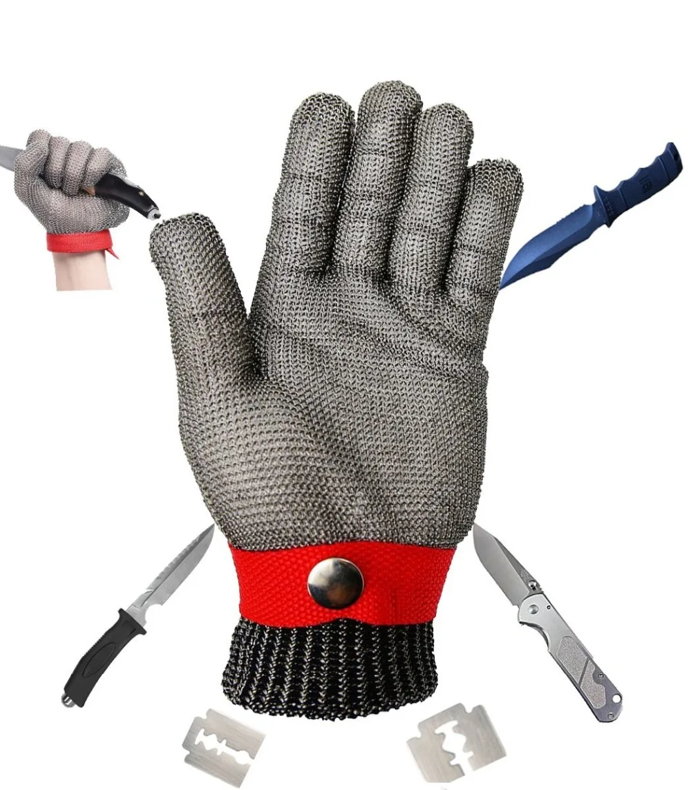 Safety Glove with Buckle Cut Proof Stab Resistant Kitchen Working Red Glove Stainless Steel Metal Mesh Butcher Cutting Size L
Safety Glove with Buckle Cut Proof Stab Resistant Kitchen Working Red Glove Stainless Steel Metal Mesh Butcher Cutting Size L