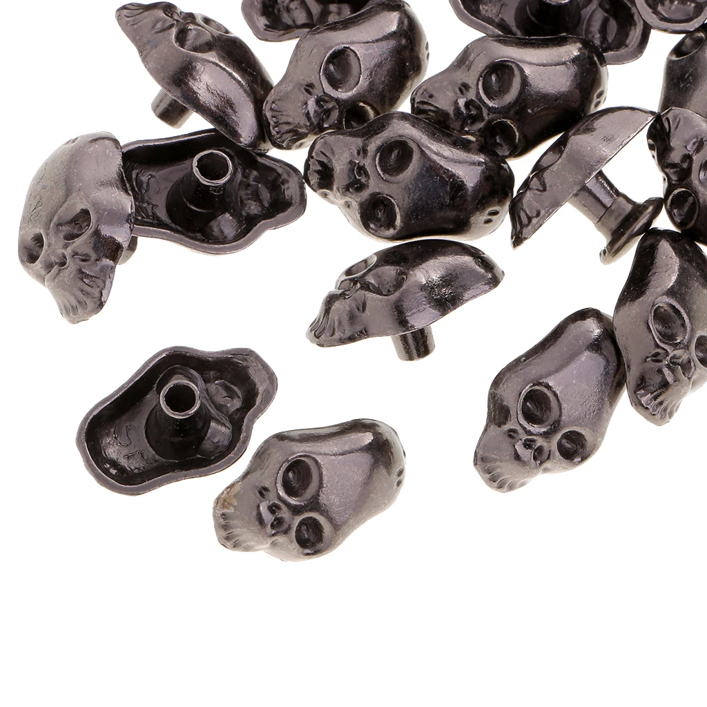 80 Sets Gothic Punk Skeleton Skull Head Studs Punk Rivets for Bag Shoes Leathercraft Leather Decor