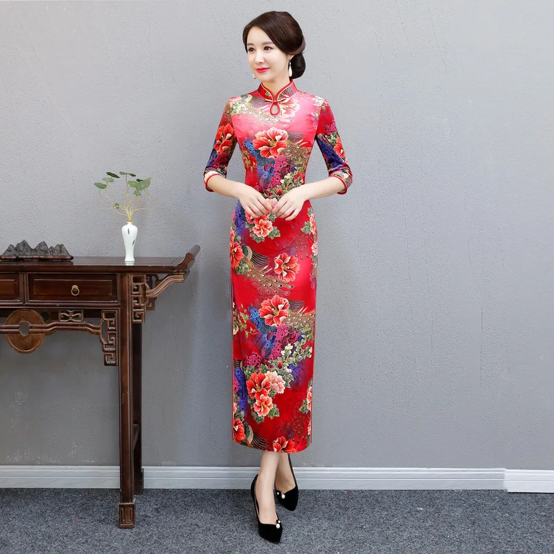 Female Flower Velvet Slim Cheongsam Chinese Style Lady Qipao Mandarin Collar Classic Vestidos Dress Stage Performance Clothes
Female Flower Velvet Slim Cheongsam Chinese Style Lady Qipao Mandarin Collar Classic Vestidos Dress Stage Performance Clothes