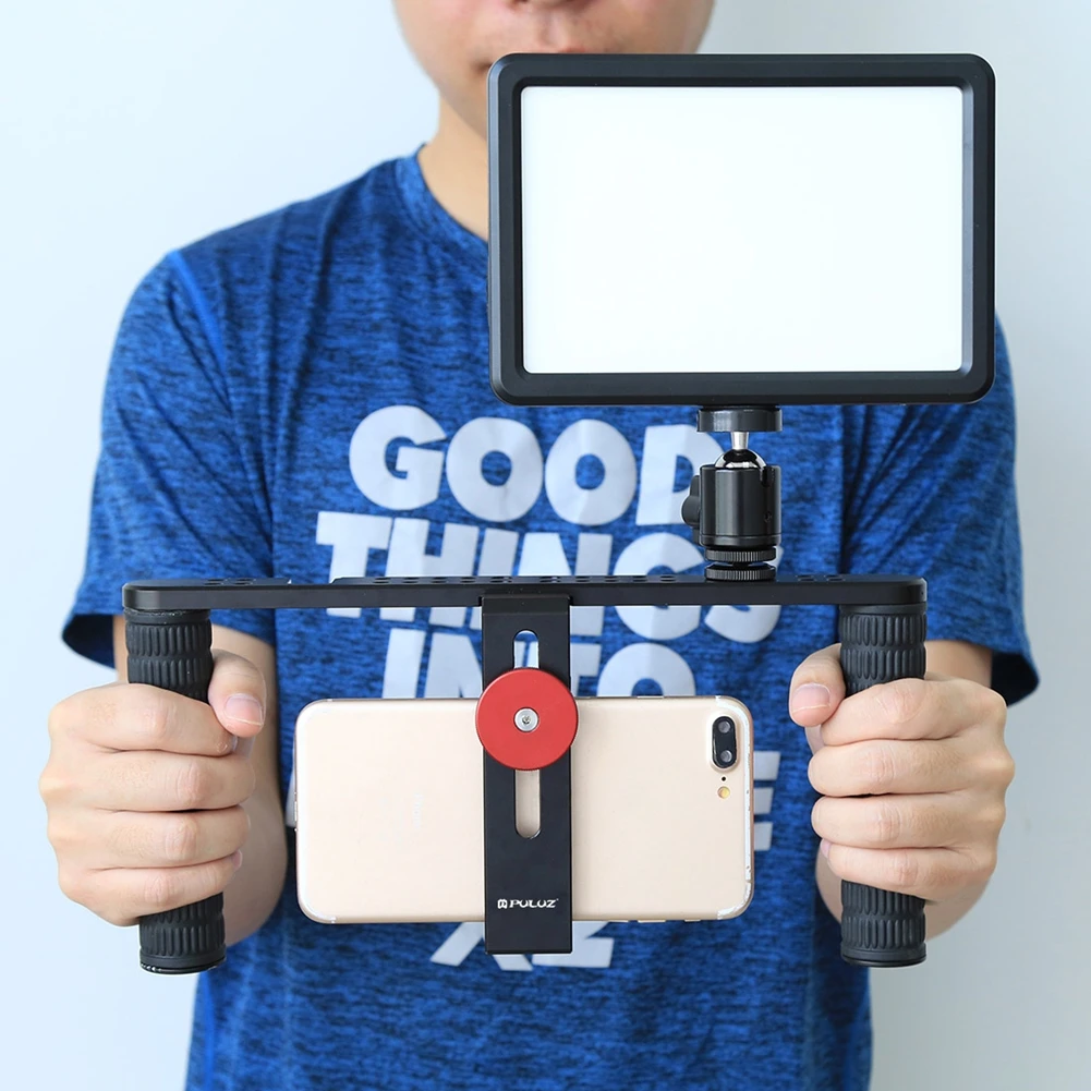 PULUZ Handheld Phone Video Recording Filming Stabilizer Dual Handheld Grip For Smartphone Macro-film Shooting Live Broadcast
PULUZ Handheld Phone Video Recording Filming Stabilizer Dual Handheld Grip For Smartphone Macro-film Shooting Live Broadcast