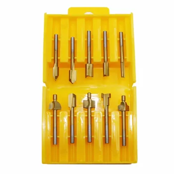 10pcs 1/8" HSS Titanium Coated Woodworking Router Bits Wood Cutter Milling used for Dremel
10pcs 1/8" HSS Titanium Coated Woodworking Router Bits Wood Cutter Milling used for Dremel